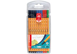 Fineliner STABILO point 88/10 Office fijn assorti etui à 10 stuks
