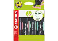 Markeerstift STABILO GREEN BOSS 6070/4 pastel assorti etui à 4 stuks