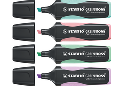 Markeerstift STABILO GREEN BOSS 6070/4 pastel assorti etui à 4 stuks