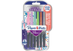 Fineliner Paper Mate Flair Metallic medium blister à 6 stuks