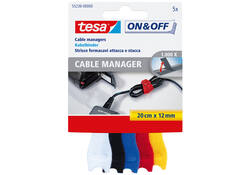 Kabelmanager tesa® On & Off 12mmx20cm diverse kleuren 5 stuks