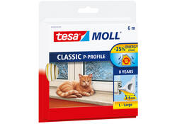 Tochtstrip Tesamoll® P-profiel rubber 6mx9mm wit