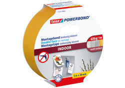 Montagetape tesa® Powerbond Indoor dubbelzijdig klevend 5mx38mm wit