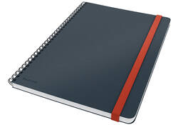Notitieboek Leitz Cosy B5 160blz 100gr spiraal lijn grijs