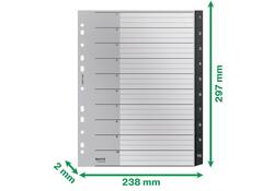 Tabblad Leitz Recycle A4 11-gaats 1-10 extra breed PP