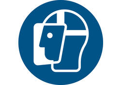 Pictogram bordje Djois Gelaatsbescherming verplicht Ø 200mm Blauw