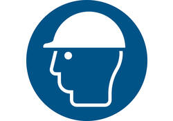 Pictogram bordje Djois Veiligheidshelm verplicht Ø 200mm Blauw