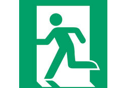 Pictogram bordje Djois Nooduitgang links 200x200mm groen