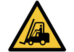 Pictogram bordje Djois Waarschuwing: transportvoertuigen 200x176mm geel