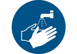 Pictogram bordje Djois Handen wassen verplicht Ø 200mm Blauw