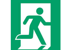 Pictogram bordje Djois Nooduitgang rechts 200x200mm groen