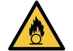Pictogram bordje Djois Waarschuwing: oxiderende stoffen 200x176mm Geel