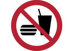 Pictogram bordje Djois Eten en drinken niet toegestaan Ø 200mm Rood