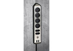 Stekkerdoos Brennenstuhl bureau Estilo 6 voudig inclusief 2 USB 2 meter zwart/zilver