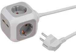 Stekkerblok Brennenstuhl 4 voudig inclusief 2 USB 140cm wit/grijs