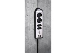 Stekkerdoos Brennenstuhl bureau Estilo 4 voudig inclusief 2 USB 2 meter zwart/zilver