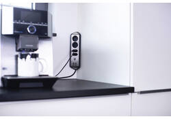 Stekkerdoos Brennenstuhl bureau Estilo 4 voudig inclusief 2 USB 2 meter zwart/zilver