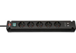 Stekkerdoos Brennenstuhl Bremounta 5 voudig inclusief 2 USB 3 meter zwart