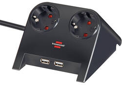 Stekkerdoos Brennenstuhl bureau 2vdig incl 2 USB 1.8m zwart