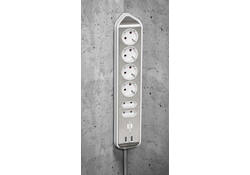 Stekkerdoos Brennenstuhl bureau Estilo 6 voudig inclusief 2 USB 200cm wit/zilver