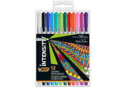 Fineliner Bic Intensity medium assorti pak à 12 stuks
