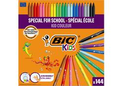 Kleurstiften BicKids couleur medium assorti schoolbox à 144 stuks