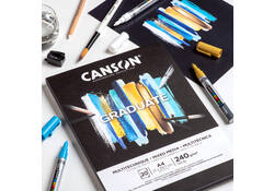 Tekenblok Canson Graduate Mixed Media black paper A3 20vel 240gr
