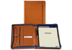 Schrijfmap Brepols Palermo Fashion A4 met rits camel