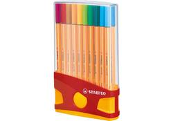 Fineliner STABILO point 88 ColorParade rollerset geel/rood fijn assorti etui à 20 stuks