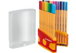 Fineliner STABILO point 88 ColorParade rollerset geel/rood fijn assorti etui à 20 stuks