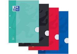 Cursusblok Oxford School A4 ruit 5x5mm 2-gaats 200 pagina's 80gr assorti