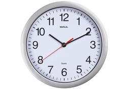 Wandklok MAUL Run RC quartz Ø25x5cm kunststof zilver/wit incl.batterij