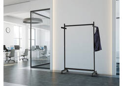 Garderoberek MAUL Samba mobiel 115X172X51cm 40kg, 10 haken zwart RAL9004