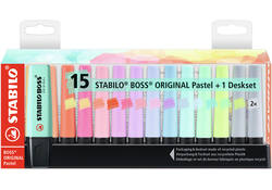 Markeerstift STABILO BOSS Original 70/15 pastel assorti deskset à 15 stuks