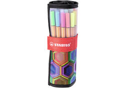 Fineliner STABILO point 88/25 Arty rollerset zwart fijn assorti etui à 25 stuks