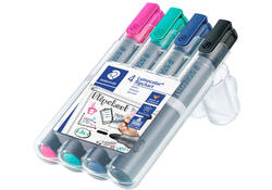 Viltstift Staedtler 356 voor flipover rond 2mm set à 4 stuks assorti