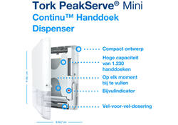 Handdoekdispenser Tork H5 Elevation PeakServe klein wit 552550