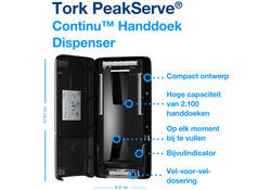 Handdoekdispenser Tork PeakServe® Continu™ H5 Elevation zwart 552508