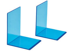 Boekensteun MAUL 10x10x13cm acryl set 2 neon blauw transparant