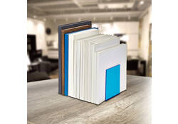 Boekensteun MAUL 10x10x13cm acryl set 2 neon blauw transparant