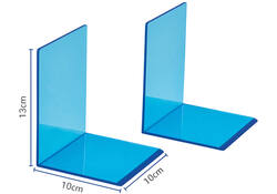 Boekensteun MAUL 10x10x13cm acryl set 2 neon blauw transparant