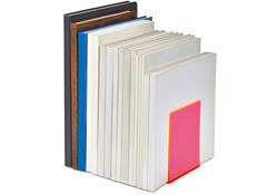 Boekensteun MAUL 10x10x13cm acryl set 2 neon rood transparant