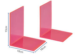 Boekensteun MAUL 10x10x13cm acryl set 2 neon rood transparant