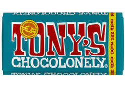 Chocolade Tony's Chocolonely melk pennywafel reep 180gr