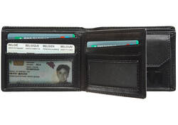 Portemonee Maverick All Black met kleingeldvak RFID leer zwart
