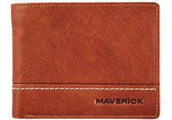Portemonee Maverick Rough Gear met kleingeldvak RFID leer cognac