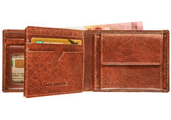 Portemonee Maverick Rough Gear met kleingeldvak RFID leer cognac