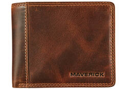 Portemonee Maverick The Original compact met kleingeldvak RFID leer bruin