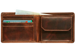 Portemonee Maverick The Original compact met kleingeldvak RFID leer bruin
