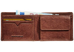 Portemonee Maverick Rough Gear compact met kleingeldvak RFID leer bruin
